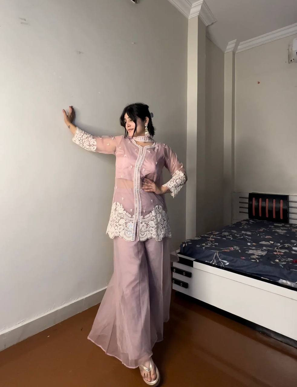 Blush Elegance – Four-Piece Indo-Western Ensemble